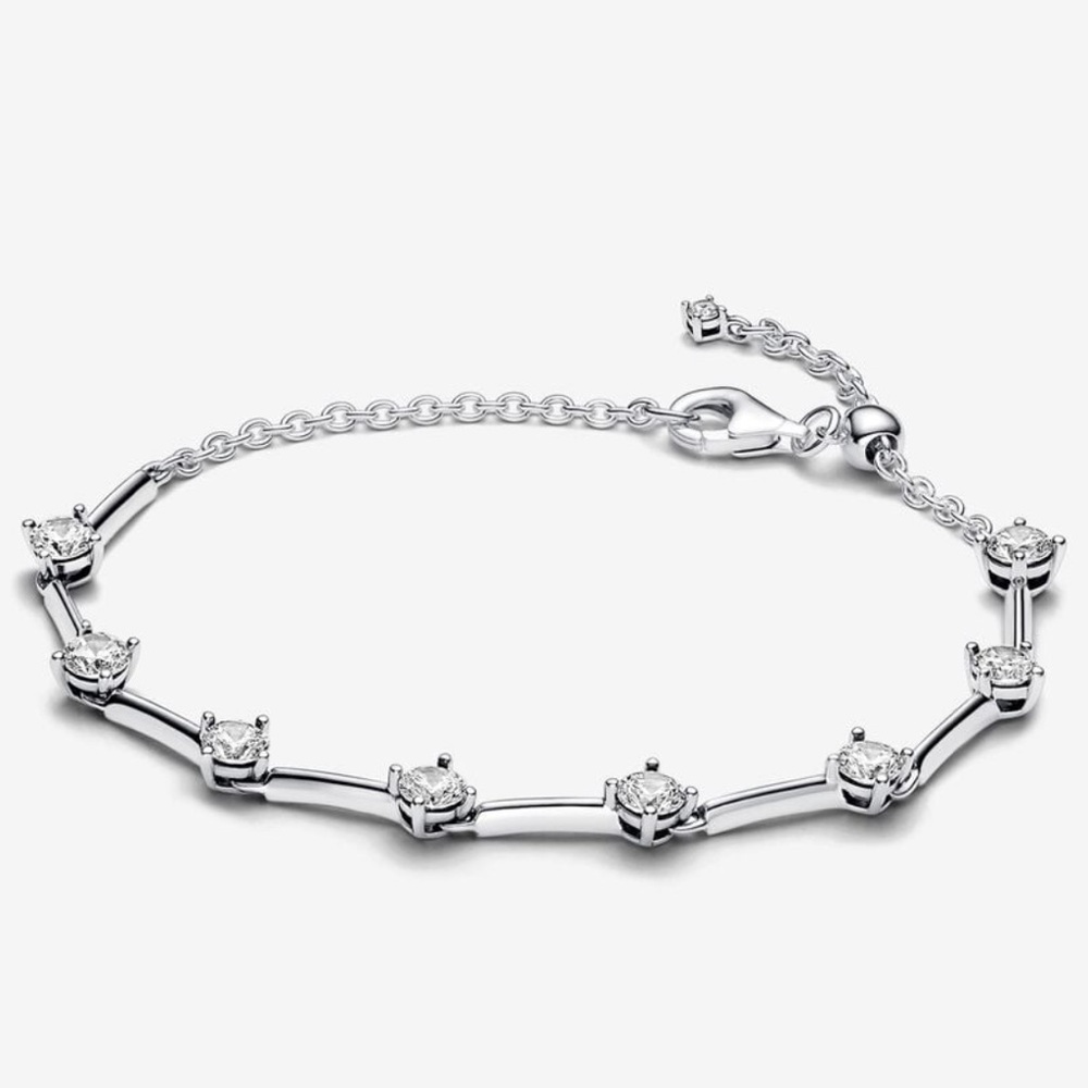 Pandora Silver Bracelet with Clear Stones